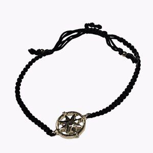 Pura Vida Compass Wanderlust Black Braided Rope Charm Bracelet Fashion Jewelry